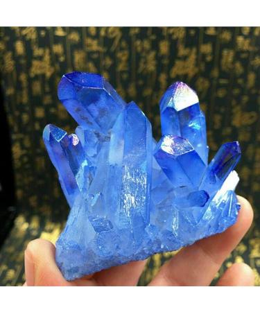 Stone Blue Titanium Rainbow Aura Lemurian Quartz Cluster Crystal Point Balance Gemstone Decoration Crystal Cluster (Size : 60-70g) - Buy Online on GoSupps.com