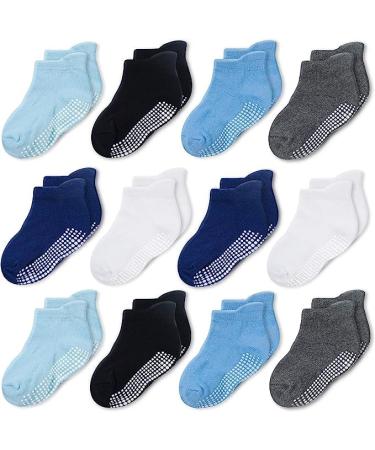 CozyWay Baby Non-Slip Baby Socks Toddler Socks With Grippers Ankle Style 3-5 Years Boys 12 Pairs