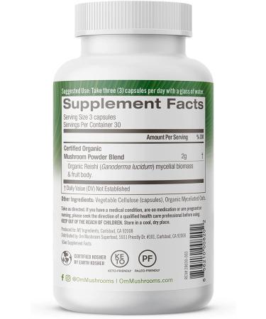 Om Mushroom Reishi Capsules - 90 Count Superfood Supplement for Stress & Immune Support - Buy Online on GoSupps.com
