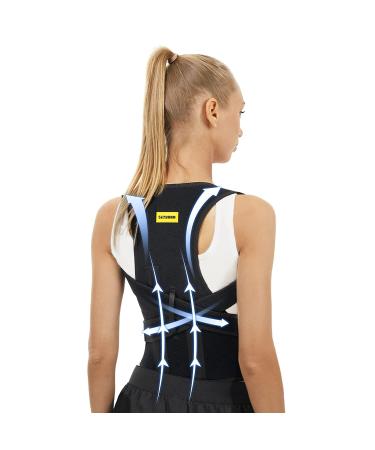 Huninpr Posture Corrector for Women and Men - Adjustable Upper Back Brace for Pain Relief - Breathable Back Support Straightener for Lumbar, Neck, Shoulder, Clavicle - Size Medium - Buy Online on GoSupps.com