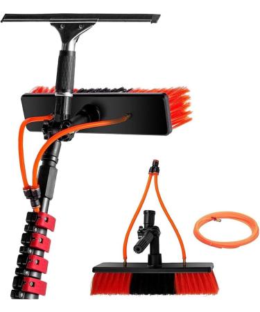 Water Fed Pole Kit Water Fed Brush W/Squeegee 3-in-1 Aluminum Outdoor Window Cleaner W/ 20M Hose Cleaning Tool for Window Glass 30Cm 9M