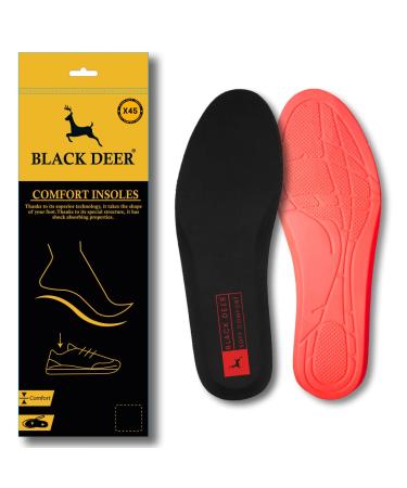 BLACK DEER X45 Orthopaedic Comfort Sports Insoles Cushioning and Breathable for Men and Women Insoles for Everyday Use and Work Size 36-45 (40 EU)