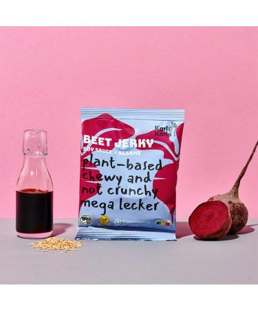 Karl Karlo Vegan Beef Jerky - Beet Jerky with Soya Sauce & Sesame | Natural Vegan Snack | Made in Europe - 4-Pack (40 Pieces) - Buy Online on GoSupps.com