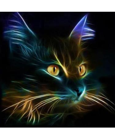 MXJSUA DIY 5D Diamond Painting Cat by Number Kits for Adults, Black Cat Diamond Painting Kits Round Full Drill Diamond Art Kits Black Cat Picture Arts Craft for Home Wall Art Decor 12x12 Inch