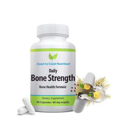 Daily Bone Strength Supplements - Calcium Supplement with Vitamin D3 and K2 - BioPerine for Better Absorption - Bone Vitamins for Women and Men - 60 Vegetarian Capsules (2 Month Supply)