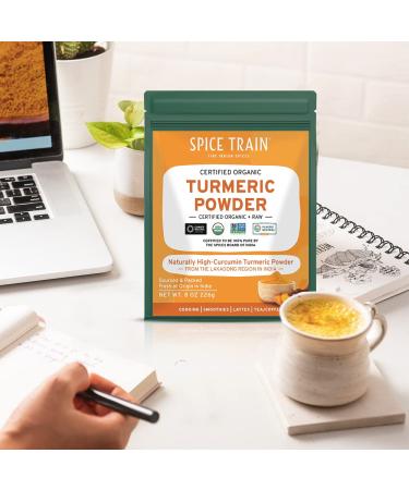 SPICE TRAIN Lakadong Organic High Curcumin Turmeric Powder 8oz - 100% Raw from India | Premium Quality & Aroma, Resealable Pouch - Buy Online on GoSupps.com