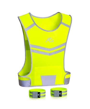 GoxRunx Reflective Running Vest Gear Cycling Motorcycle Reflective Vest,High Visibility Night Running Safety Vest Yellow Medium