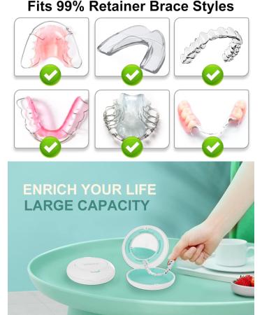 Slim Aligner Case with Mirror - Compatible with Invisalign & Mouth Guard - Cute White Retainer Case with Vent Holes - Buy Online on GoSupps.com