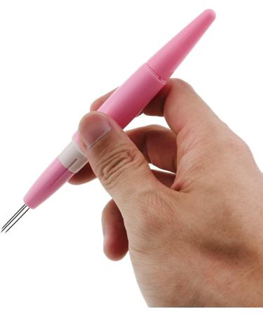 Needle Felting Pen MTQY Pink Pen Style Tool with 3 Needles | Wool Felt Poke Embroidery Punch Acupuncture Needle - Buy Online on GoSupps.com