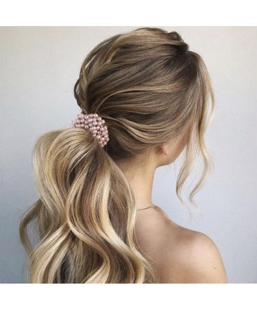 Brinie Gray Pearl Hair Ties - Pack of 3 Elastic Scrunchies for Women & Girls | Bead Hair Ropes Accessories - Buy Online on GoSupps.com