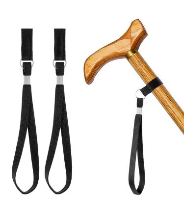 LSUWDE Walking Stick Wrist Straps 2Pcs Crutch Wrist Straps Wrist Loop for Walking Sticks Black Walking Stick Strap Nylon Strap Wristband Walking Stick Accessories Hiking Crutch Accessories