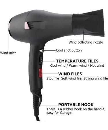 2000W Professional Salon Hair Dryer Ultra-Quiet Hair Dryer Blower Hot Cold Wind Blow Dryer for Hair Styling with 2 Nozzle Hair Blow Dryer with Adjustable 5 Temperature Files(US Plug) - Buy Online on GoSupps.com