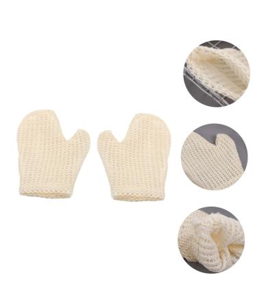 NOLITOY 2pcs Sisal Bath Gloves Exfoliating Mitts for Body Scrub & Cleaning | Soft Hair Towel & Bath Towel White - Buy Online on GoSupps.com