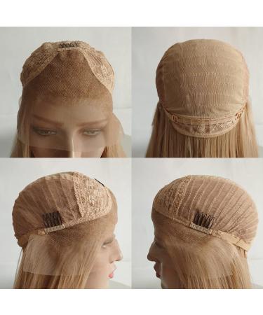 ELESTY Long Natural Curly Glueless Lace Front Wig - Golden Blonde Synthetic Hair for Women | Heat Resistant Daily Party Wig - Buy Online on GoSupps.com