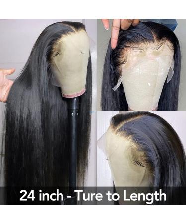 ALIPOP 24-inch Brazilian Straight Human Hair HD Lace Front Wig - 180% Density, Pre-Plucked, Natural Black 13x4 Transparent Lace Frontal Wig for Women - Buy Online on GoSupps.com