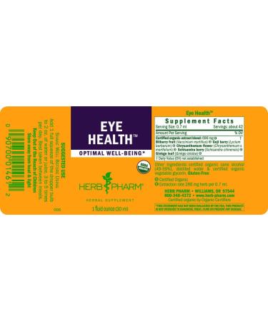 Herb Pharm Eye Health Liquid Herbal Formula with Bilberry and Goji Extract - 1oz - Buy Online on GoSupps.com