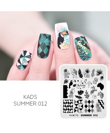 KADS Nail Stamping Plate Set - French Summer Flower Flamingo Rose Design with Stamper and Scraper - Buy Online on GoSupps.com