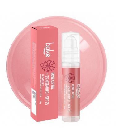 BAKE Rose Tinted Lip Balm Oil with SPF 25 PA+++ | Nourishing Lip Care with Vitamin C | Smooth Soft & Naturally Tinted Lips | Alcohol-Free | 15 g