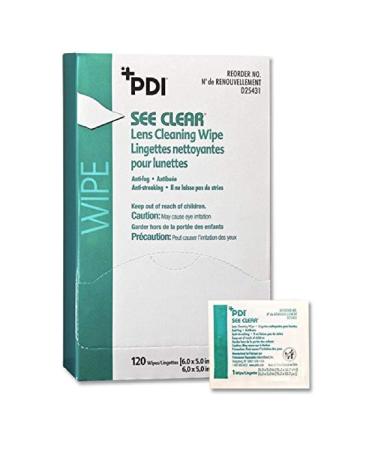 PDI 19831 See Clear Eye Glass Cleaning Wipes, White, 1 Unit (Pack of 120)