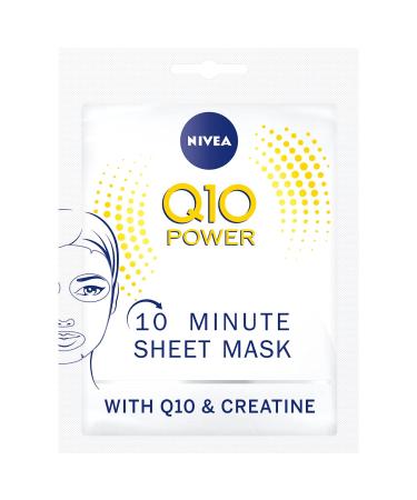 NIVEA Q10 Power Anti-Wrinkle + Firming Sheet Mask (1 Piece) Anti Ageing Moisturiser Mask Face Mask Sheet with Coenzyme Q10 10 Minute Anti Wrinkle Cream Mask