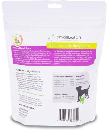Smallbatch Pets Freeze-Dried Turkey Heart Treats 3.5 oz - USA Sourced, Single Ingredient, Humanely Raised Meat for Dogs & Cats - No Preservatives, Artificial Ingredients - Buy Online on GoSupps.com