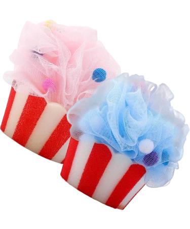 Beavorty 2pcs Cartoon Bath Ball Bath Shower Sponge Shower Body Scrubber loofah exfoliating Body Scrubber Shower Pouf ice Cream Body loofah Bath Shower loofahs Sponge Cosmetic Set or Travel