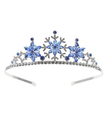 Minkissy Snowflake Crown Rhinestone Snowflake Tiara Christmas Holiday Princess Headband for Women Girls Blue