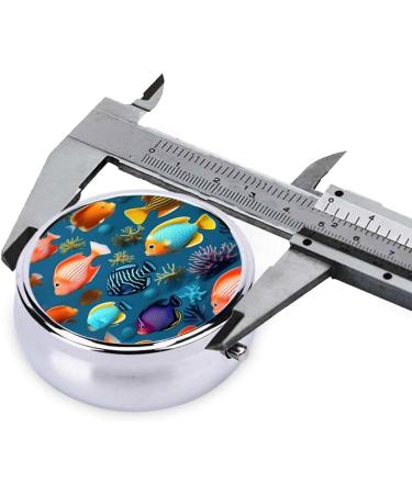 Submarine Reef Fish Round Pill Box - 3 Compartment Portable Organizer for Travel | Ideal for Purse & Pocket - Buy Online on GoSupps.com