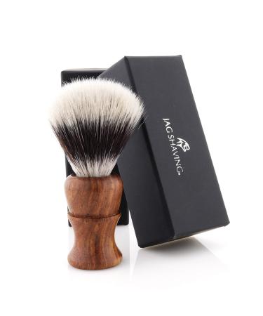 Jag Shaving Razor brush - synthetic silver tip shaving brush - sustainable shaving brush made of wood - noble design wooden handle - perfect shaving brush - for your razor