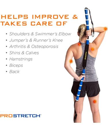 Prostretch StretchRite Full Body Stretching Strap with Grip Handles - Ideal for Sore Muscles Includes Coaching Guide Blue/White | International Shipping Available - Buy Online on GoSupps.com