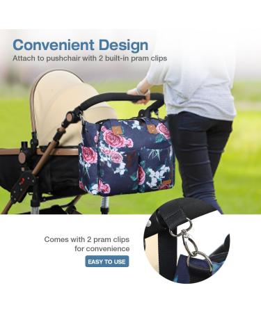Lekebaby Large Baby Changing Bag with Stylish Rose & Flower Pattern | Nappy Bag for Mom & Dad with Changing Mat - Buy Online on GoSupps.com
