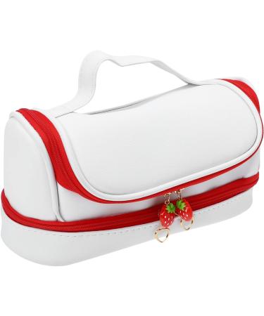 Uonlytech Double Layer Makeup Bag for Women - Strawberry Zipper Cosmetic Organizer - Stylish Travel & Cultural Bags - Buy Online on GoSupps.com