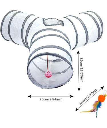 Cat Tunnel Bed 3 Way Cat Tunnel Cat Tunnels for Indoor Cats large Cat Toy Tunnel with Cat Feather Toy Collapsible Pet Toy Crinkle Tunnel Tube for Kitten Rabbits Hamster Small Dogs(as shown) - Buy Online on GoSupps.com