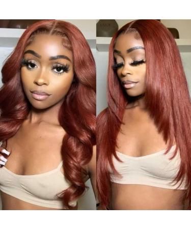 QTHAIR 14A Body Wave Lace Front Wig 18inch Copper Red Pre Plucked Glueless Human Hair - Buy Online on GoSupps.com