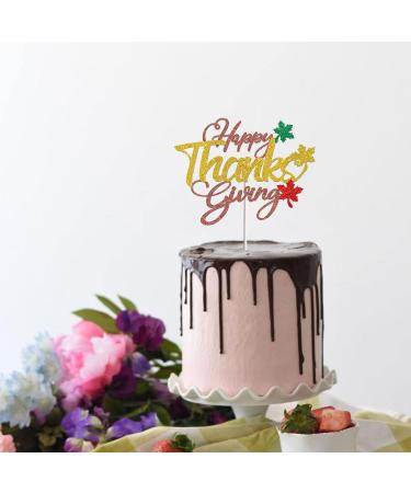 Tenhasi Red & Gold Glitter Happy Thanksgiving Cake Topper Thanksgiving Day Party Decorations Fall Harvest Maple Leaf Cake Decor - Buy Online on GoSupps.com