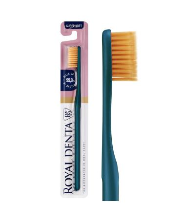 Royal Denta Gold Super soft toothbrush extra switch for sensitive teeth and gums dual length bristle for interdental cleaning gold particles to avoid bacteria coral red green metallic - Buy Online on GoSupps.com