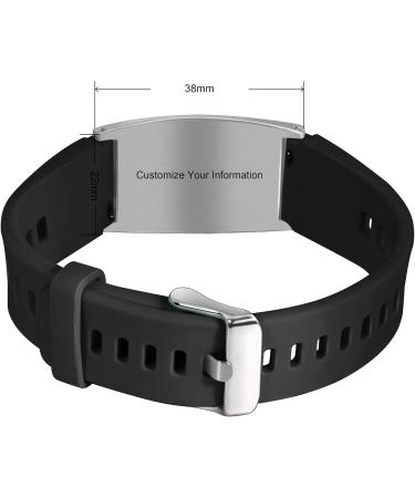 Custom Medical Alert Bracelets for Men & Women - Free Engraving Waterproof Silicone ID Wristbands Adjustable Life Alert Jewelry - 9.0 Inches Black Band with Red Symbol - Buy Online on GoSupps.com