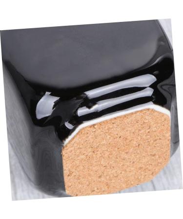 Beavorty porcelain material nail art dish manicure ceramic cork bottle manicue cups bottle Powder Bottle Jar bottle travel bottle Ceramic Bottle porcelain cup Wooden square 5.7*3.5cm Black - Buy Online on GoSupps.com