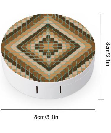 Stylish Brown Geometrical Round Contact Lens Case with Mirror - Portable & Cute Storage Kit - Buy Online on GoSupps.com