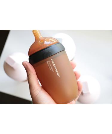 5oz Black Silicone Anti-Colic Ultra Wide Neck Baby Bottle - HE OR SHE - Squishy Design, Mimics Natural Feeding with Slow Flow Nipple - Ideal for Babies 0-6 Months - Buy Online on GoSupps.com