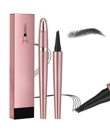 2024 New Magic Eyebrow Pencil 3D Waterproof Microblading Eyebrow Pencil Contouring Pen 4-Tipped Precise Brow Pen for Women and Girl (Black)