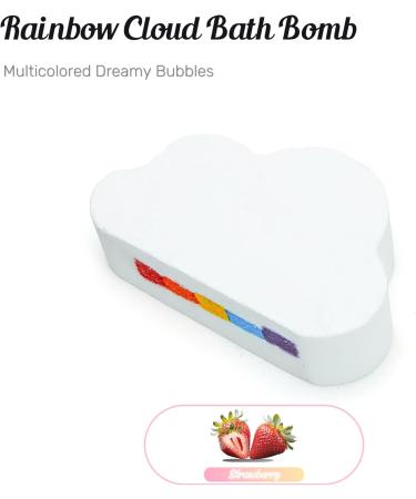 Organic Natural Bath Bomb Cloud-Shaped Rainbow Fizzies with Multi-Colour Effects Vegan-Friendly for Moisturizing Spa Baths Strawberry Fragrance - Buy Online on GoSupps.com