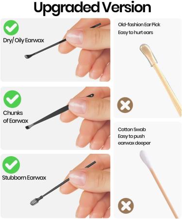 6 Pcs Professional Double-Headed Ear Wax Removal Kit | Earwax Removal Tools with Cleaning Brush and Storage Box - Black - Buy Online on GoSupps.com