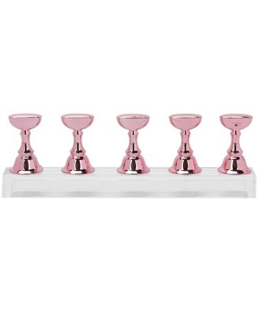 Wnvivi Nail Art Display Practice Stand Magnetic Fingernail Tip Display Holder Stand Magnetic Nail Fingernail Tip Holder for DIY False Nail (Pink)