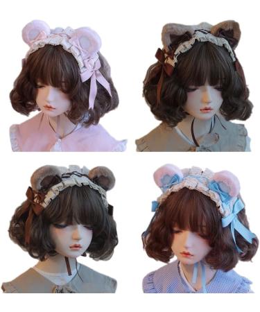 Limtula Elegant Pleated Lace Bowknot Shape Hair Hoop Cute Taking Photo Hair Holder Halloween Party Bear Ear Headband for Teens 2 brown bear ear hea - Buy Online on GoSupps.com