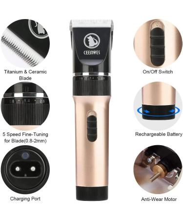 AOKEY Dog Clippers Low Noise Professional Hair Clipper Set with 4 Comb + Pro Accessories Rechargeable Shaving Tool - Buy Online on GoSupps.com