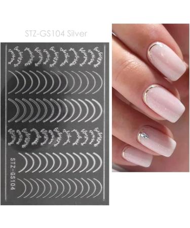 French Metallic Line Nail Art Stickers Decals 8 Sheet Self-Adhesive Rose Gold Metal Curve Stripe Design Manicure Tips Nail Decoration for Women Girls - Buy Online on GoSupps.com