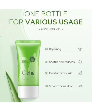 Aloe Vera Gel For Face 96% Pure Aloe Vera Gel Organic Aloe Vera Gel Aloe Vera Face Cream Pure Aloe Vera Gel Moisturiser Face Women & Men For Sunburn After Sun Soothing Repair Moisturizing - Buy Online on GoSupps.com