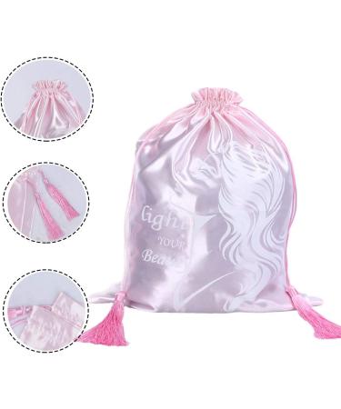 Drawstring Satin Hair Storage Bags - 3 Pcs Light Pink - Hair Extension & Wig Packaging - Buy Online on GoSupps.com