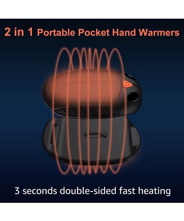 Hand Warmers Rechargeable, 2 in 1 Electric Handwarmers with 12Hrs Long Heating, Quick Charge Portable Pocket Hand Warmer Great Gift for Christmas Outdoors, Hunting, Golf, Camping Black - Buy Online on GoSupps.com